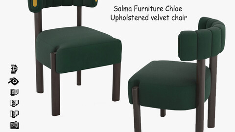 Salma Furniture Chloe Upholstered velvet chair 3D Model