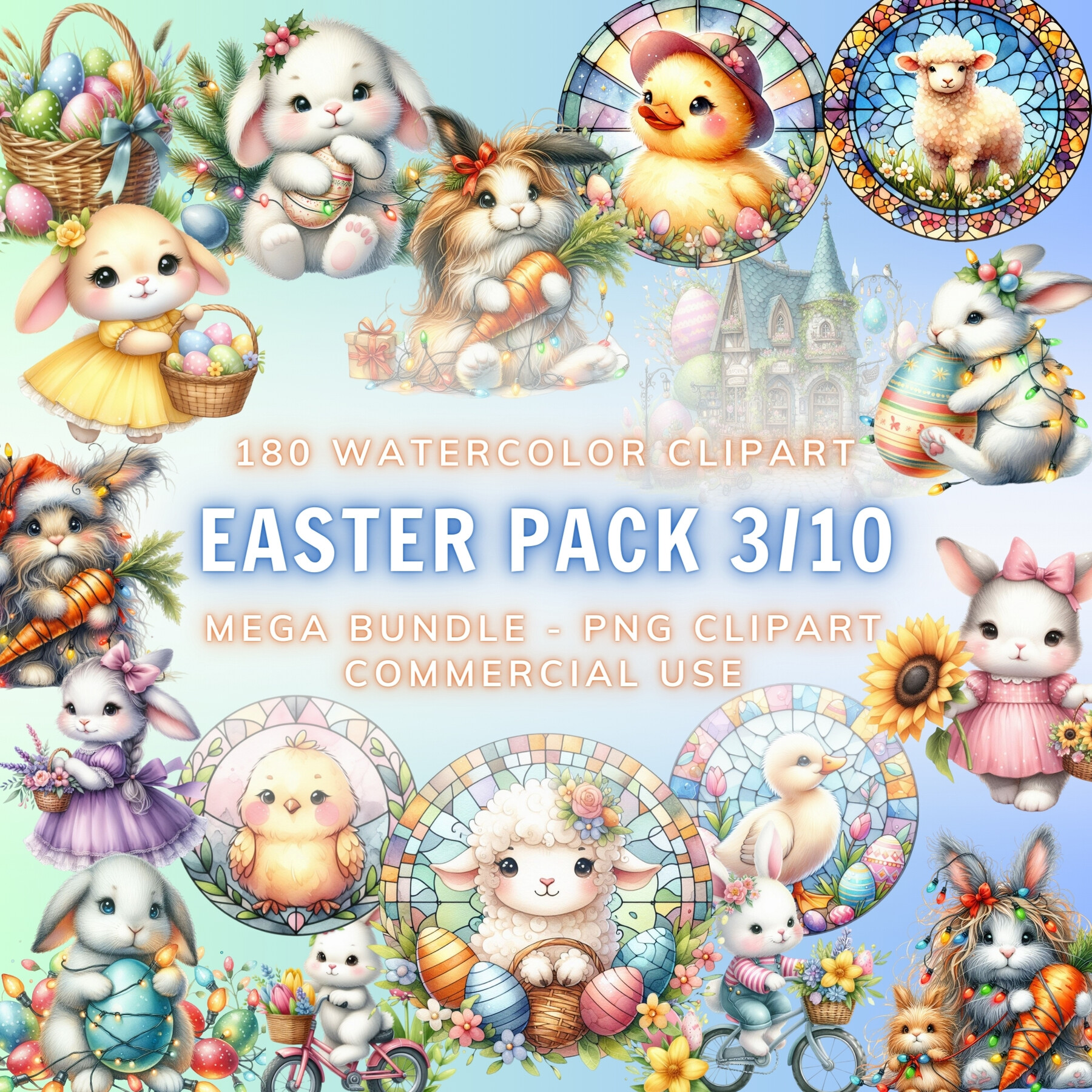 ArtStation - 180 Watercolor Easter Collection, Clipart Bundle 3-10 ...