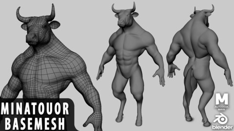 Minotaur Basemesh - Topology + UV Map