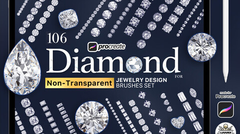 106 Procreate Diamond brashes set for Jewelry Design (Non Transparent)