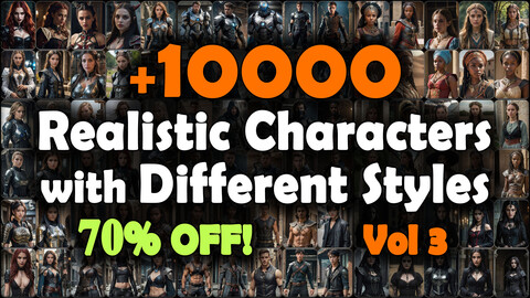 10000 Realistic Characters with Different Styles Reference Pack | SUPER MEGA Bundle | 4K | v.3