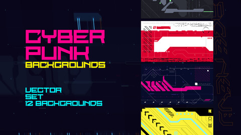 Cyberpunk Backgrounds Set