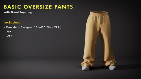 Basic Oversized Pants (ZPRJ + .FBX + .OBJ + Marvelous Designer + Clo3D)