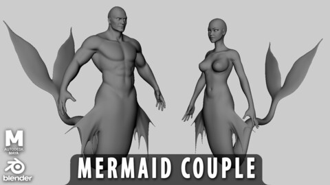 Mermaid Couple - Topology + UV Map