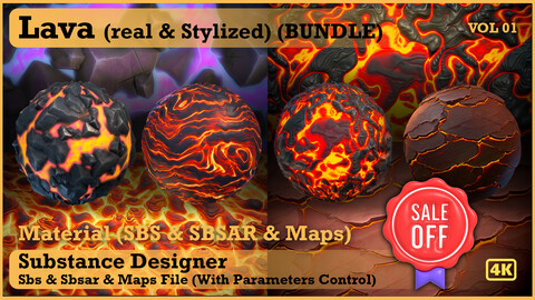 Lava (bundle) VOL 01 -  Maps & SBS & Sbsar