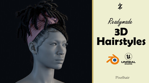 Hairstyle - Dreads 0011 (Hair for blender/ unreal engine / metahuman) Afro hair | Kinky hair | 4c Hair | African / African American Hair