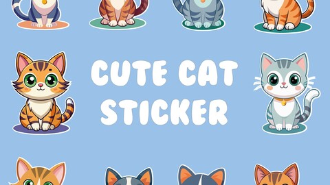 Cute Cat Printable Sticker