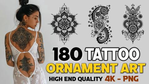 180 Ornament Art Tattoo (PNG Files)-4K- High Quality