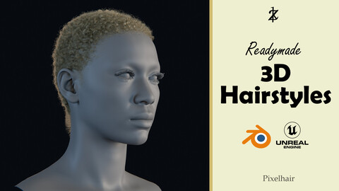 Hairstyle - curly afro 004 (Hair for blender/ unreal engine / metahuman) Afro hair | Kinky hair | 4c Hair | African / African American Hair