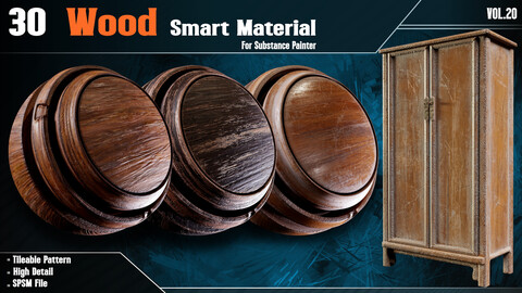 30 Wood Smart Materials - VOL20 (spsm file+2 Free Sample)