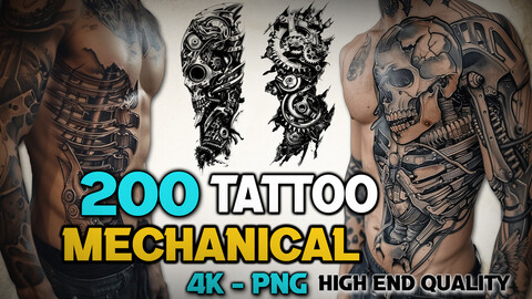 200 Mechanical Tattoo (PNG Files)-4K- High Quality