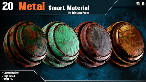 20 Metal Smart Materials - VOL.15 (spsm file+1 Free Sample)