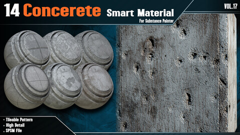 14 High detail Concrete Smart materials - Vol17 (spsm file)