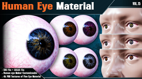 Human Eye Material - Vol.15 ( 4k PBR Textures + SBS File + SBSAR File )