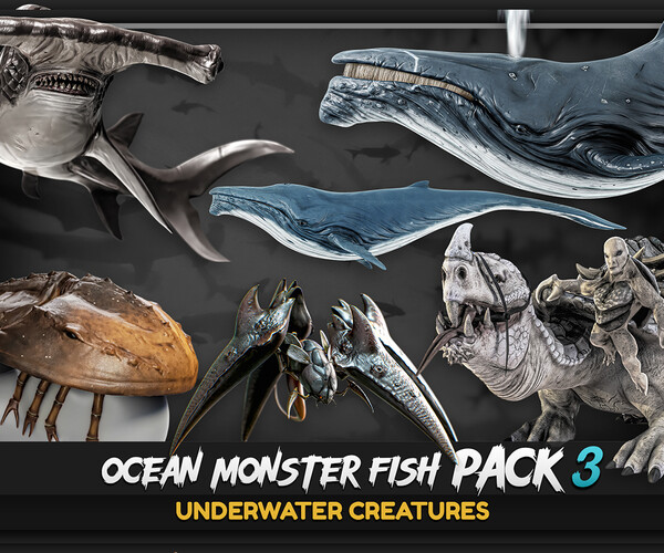 ArtStation - Ocean Monster Fish Pack 3 - Low poly Fish - Predator -  Underwater Creatures #38 | Game Assets