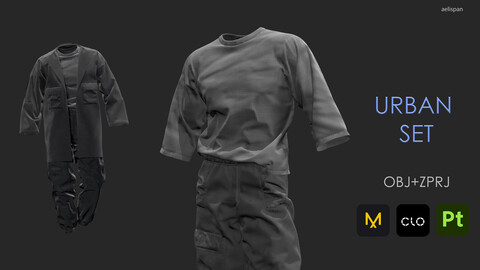 Urban Set. Marvelous designer/Clo3D. Men's outfit