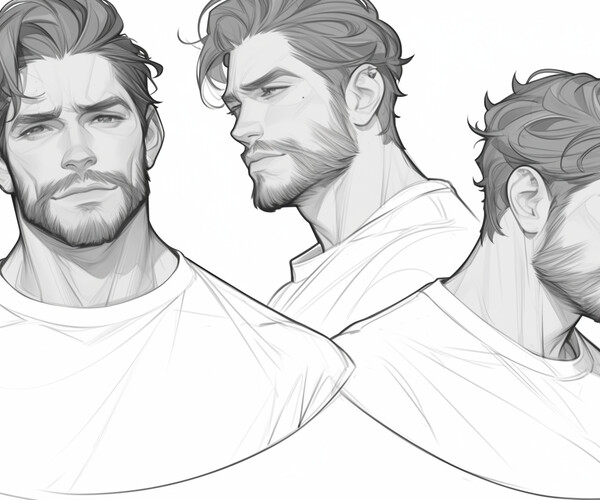 ArtStation - +390 Male Face Sketch Reference(4k) | Vol_13 | Artworks