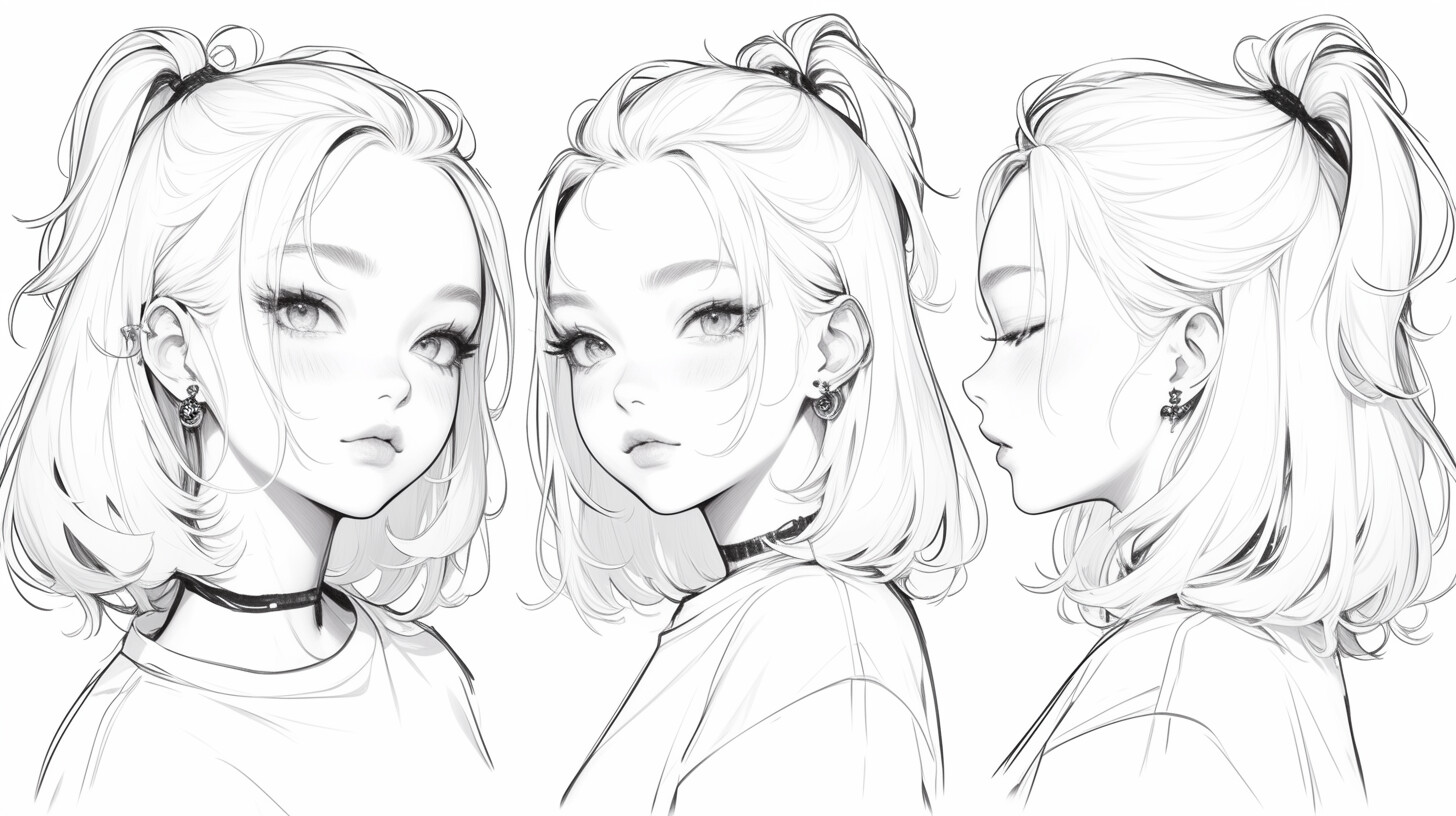 ArtStation - +350 Kawaii Anime Face Sketch Reference(4k) | Vol_14 ...