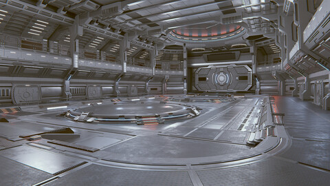 Sci-fi Industrial Hangar Scene Quantum