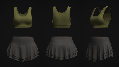 Skirt and Top Outfit 3d Model