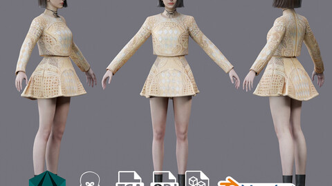 Woman in Luxuy clothing dress gameAsset dress dresses clothing marvelous designer marveousdesigner clothes apparel character fashion beauty lady wear shop suit girl woman elegant balmain prada