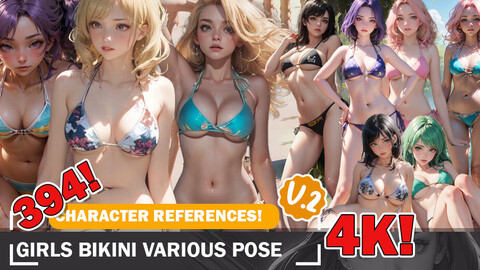 394 Girl in Bikini Beauties Various Pose Fashion Characters Reference and Designs Reference Art V2 4K