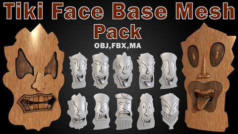 95 Tiki Face Base Mesh (base and high) Pack