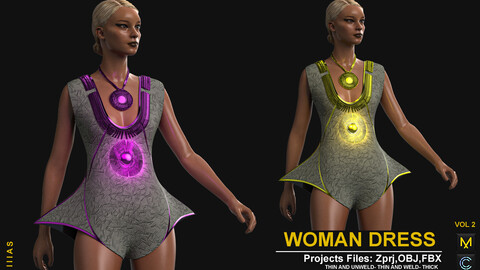 WOMAN DRESS VOL 2 (CLO3D AND MARVELOUS DESIGNER) ZPRJ, OBJ, FBX