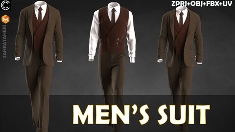 MEN'S SUIT (Clo3D Project + OBJ +FBX)