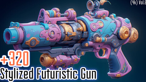 +320 Stylized Futuristic Gun Concept (4k)