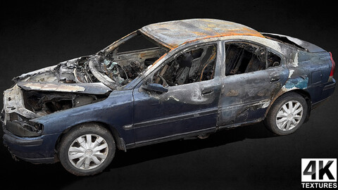 burned car abandoned wreck photogrammetry