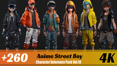 +260 Anime Street Boy | 4K | Character Reference Pack Vol.19