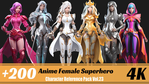 +260 Anime Female Superhero | 4K | Character Reference Pack Vol.23