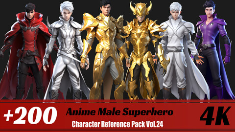 +200 Anime Male Superhero | 4K | Character Reference Pack Vol.24