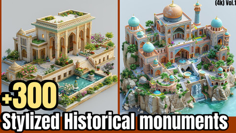 +300 Stylized Historical Monuments Concept (4k)