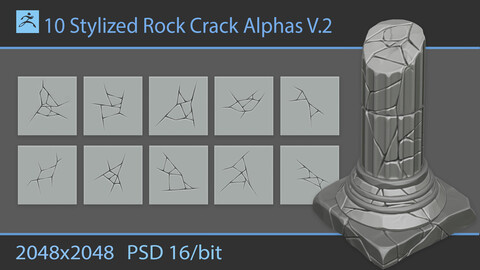 Stylized Rock Cracks Alphas V.2