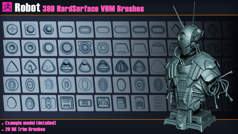 Robot | 380 Hard Surface VDM Brushes for Zbrush