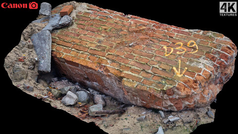 damaged wall bricks part debris photogrammetry