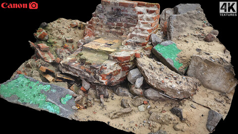 damaged wall bricks debris parts photogrammetry