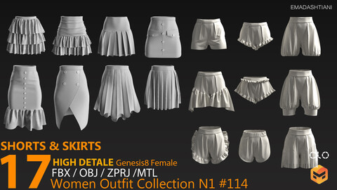 Women Outfit Collection N1 #114 _ MarvelousDesigner/CLO Project Files+fbx+obj+mtl _ Genesis8Female