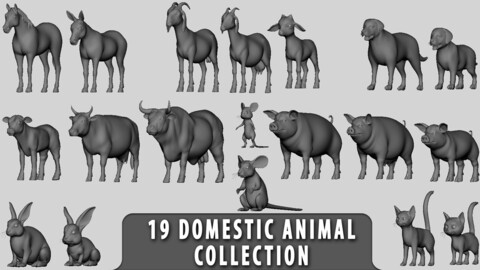 19 Domestic Animal Collection - Topology + UV Map