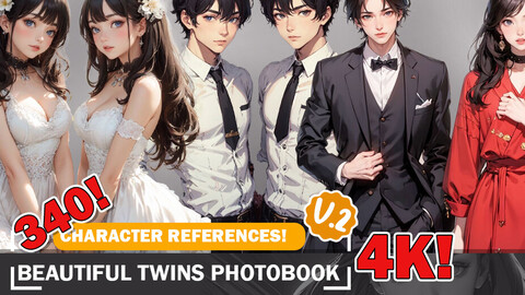 340 A Photobook of Beautiful Twins in Various Character Designs Reference Art V2 4K