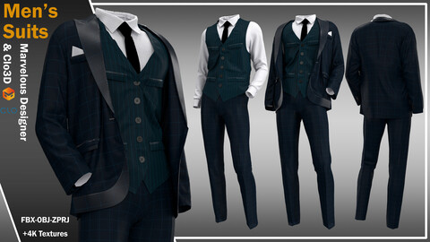 Men's Suits (ZPRJ, FBX, OBJ, DXF, PDF)