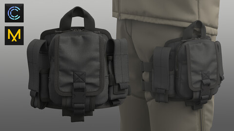 Military Bag on Leg (MD/ Clo3d zprj project + fbx + obj)