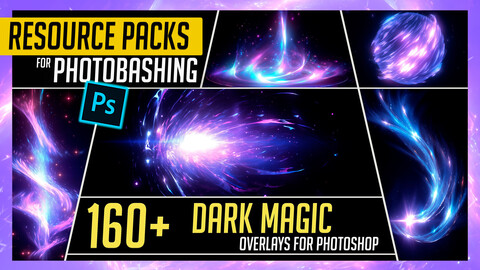 PHOTOBASH 160+ Dark Magic spell Overlay Effects Resource Pack Photos for Photobashing in Photoshop