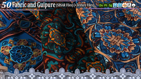 50 Fabric And Guipure Materials (SBSAR+AO+NRM+Hight+...) Vol13