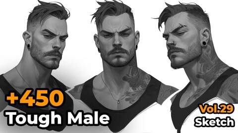 +450 Tough Male Sketch Reference(4k)