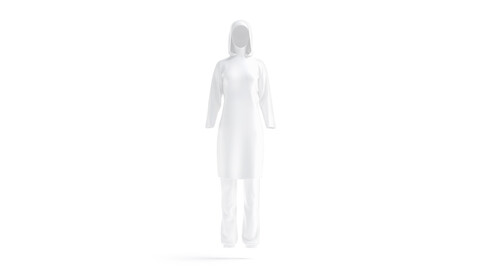 White Burkini - muslim woman swimsuit with hijab