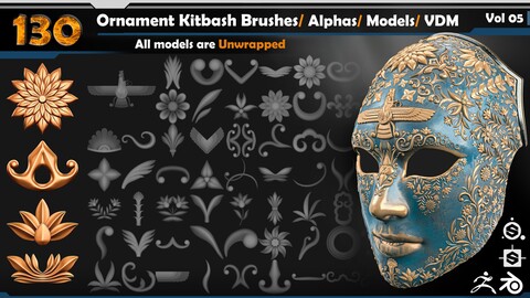 Ornament Kitbash Brushes/ Alphas/ Models/ VDM  Vol 05