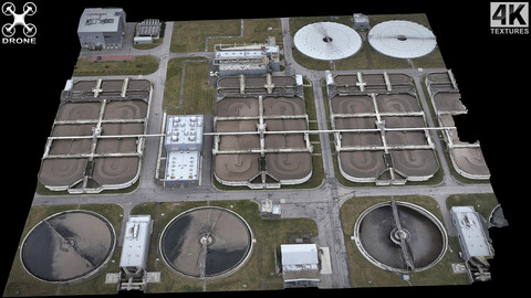 chemical factory pools terrain drone scan